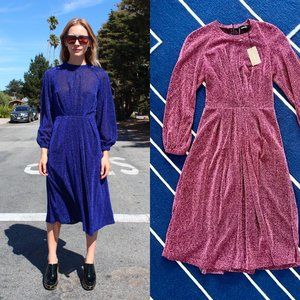 Rachel Comey Bartram Pink Metallic Shimmer Midi Dress NWT Size 6